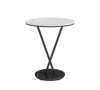 GEK208130 Moderno Tavolino rotondo in marmo di lusso, mobiletto laterale compatto for divano, tavolino da caffè moderno, tavolino da balcone, comodino Decorativo(Bianco)