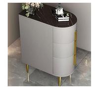 GEK208130 Moderno Tavolino Stretto con cassetto, tavolino in Legno massello Tavolino a 3 Livelli Comodino Sottile Tavolino da Divano for Piccoli spazi, for Soggiorno Camera da Letto Decorativo(Grijs)