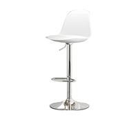 GEK208130 Multiuso Sedia da bar girevole a 360 gradi Sedia da bar sollevabile (60-80 cm) Sgabello da bar con poggiapiedi alto in pelle PU Moderni(Bianco)