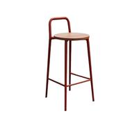GEK208130 Multiuso Sedia da bar minimalista for casa, ristorante, esterno, interno, sgabello alto in ferro e legno rosso 65/75 cm Moderni(M)