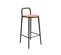 GEK208130 Multiuso Sedia da bar nera con schienale for casa, ristorante, esterno, interno, sgabello alto in ferro e legno 65/75 cm Moderni(M)