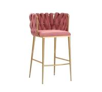 GEK208130 Multiuso Sedia in metallo semplice e di lusso leggera for bar di casa, isola for cassiere, tavolo da pranzo, scrivania, schienale, sgabelli alti Moderni(Pink)