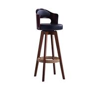 GEK208130 Multiuso Sedia in pelle PU Sgabello girevole in legno Sedia da bar lussuosa e alla moda for reception, cassiere, con schienale Moderni(Nero)