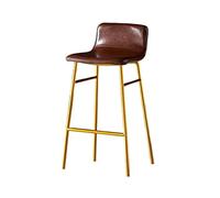 GEK208130 Multiuso Sedie da pranzo for la casa semplici e moderne Luce di lusso Reception Bar Seggiolone Schienale Sgabello alto in ferro in pelle Moderni(Bruin)