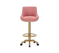 GEK208130 Multiuso Sgabello da bar girevole con puleggia universale, tavolo da pranzo, sedia da isola, schienale for uso domestico, sgabelli alti Moderni(Pink)
