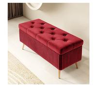 GEK208130 Panca portaoggetti moderna, panca da ingresso, ottomana per camera da letto, moderna panca in velluto per camera da letto, panca imbottita con gambe dorate decorativa (rosso, 120 x 40 x 45