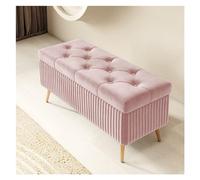 GEK208130 Panca portaoggetti moderna, panca da ingresso, ottomana per camera da letto, moderna panca in velluto per camera da letto, panca imbottita con gambe dorate decorativa (rosa, 100 x 40 x 45 cm