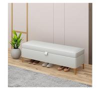 GEK208130 Panca portaoggetti moderna, panca da ingresso, ottomana per camera da letto, panca in pelle per camera da letto, panca imbottita con gambe dorate decorativa (grigio chiaro)