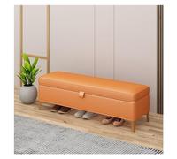 GEK208130 Panca portaoggetti moderna, panca da ingresso, ottomana per camera da letto, panca in pelle per camera da letto, panca imbottita con gambe dorate decorativa (arancione)