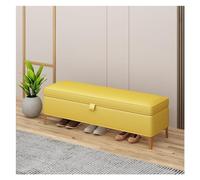 GEK208130 Panca portaoggetti moderna, panca da ingresso, ottomana per camera da letto, panca in pelle per camera da letto, panca imbottita con gambe dorate decorativa (giallo)