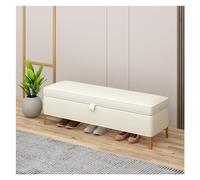 GEK208130 Panca portaoggetti moderna, panca da ingresso, ottomana per camera da letto, panca in pelle per camera da letto, panca imbottita con gambe dorate decorativa (bianco)
