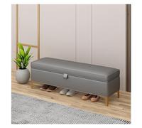 GEK208130 Panca portaoggetti moderna, panca da ingresso, ottomana per camera da letto, panca in pelle per camera da letto, panca imbottita con gambe dorate decorativa (grigio scuro)