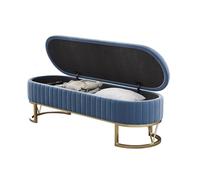 GEK208130 Panche punta letto Panca contenitore, sgabello da comodino imbottito con gambe in metallo, moderna panca contenitore for ingresso soggiorno Decorativo(Blue,Grande)