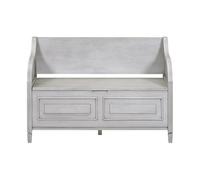 GEK208130 Panche punta letto Panca portaoggetti da ingresso in legno massello con cerniera di sicurezza, sgabello portascarpe multifunzionale con cuscino imbottito rimovibile Decorativo(Grijs)