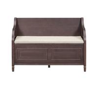 GEK208130 Panche punta letto Panca portaoggetti da ingresso in legno massello con cerniera di sicurezza, sgabello portascarpe multifunzionale con cuscino imbottito rimovibile Decorativo(Brow)