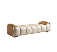 GEK208130 Panche punta letto Sgabello da comodino in pelle, semplice e moderno, for camera da letto, leggero, di lusso, for guardaroba, panca lunga, scarpiera Decorativo(Orange+Cream White,M)