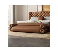 GEK208130 Panche punta letto Sgabello da comodino lungo in vera pelle for camera da letto, sgabello da divano, moderno e semplice, for soggiorno, divano piccolo Decorativo(Bruin,Grande)