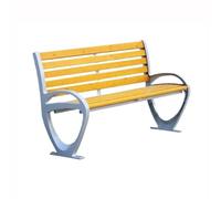 GEK208130 Panchina da esterno Panca da esterno color legno, con gambe in alluminio, for il tempo libero, con schienale Panca da giardino