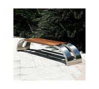 GEK208130 Panchina da esterno Panca da esterno con seduta in legno e acciaio inossidabile a zig-zag for patio Panca da giardino(Piccolo)