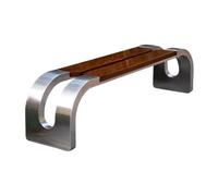 GEK208130 Panchina da esterno Panca da giardino senza schienale, con seduta in superficie di legno, sedia da esterno in acciaio inossidabile, seduta for il tempo libero Panca da giardino(Piccolo)