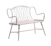 GEK208130 Panchina da esterno Panca in ferro vintage, sedia doppia con schienale for patio esterno da caffè, sedie da balcone for il tempo libero, bianche Panca da giardino