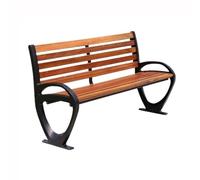 GEK208130 Panchina da esterno Panchina da esterno marrone con gambe in alluminio, seduta in legno, sedia con schienale reclinabile Panca da giardino