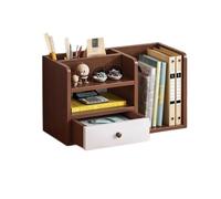 GEK208130 Scaffale Desktop con cassetti Libreria con pannello artificiale, Organizzatore di archiviazione for conigliera da tavolo multiuso, Espositore for ufficio multistrato for studio Libreria