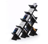 GEK208130 Scaffale Libreria creativa in acrilico, mensola da pavimento sagomata, espositore for riviste multistrato da soggiorno, ripiano for decorazioni trasparenti Libreria(Nero)
