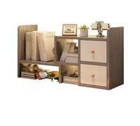 GEK208130 Scaffale Libreria da scrivania espandibile, scaffale organizer in legno, con espositore regolabile a 2 cassetti, for scaffale for ufficio domestico Libreria
