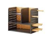 GEK208130 Scaffale Libreria da scrivania nera con pannello di densità con organizer a foro, scaffale for ufficio con deflettore in legno, con espositore con ganci Libreria(L40xW20.3xH39 cm)