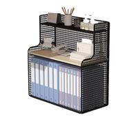 GEK208130 Scaffale Libreria da tavolo aperta a 3 livelli, ripiano portaoggetti autoportante multiuso in rete di ferro, con organizer for espositori con divisori in legno Libreria(L35xW22xH56 cm)
