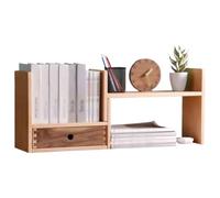 GEK208130 Scaffale Libreria da tavolo regolabile semplice, ripiano organizer retrattile in legno con cassetti, for espositore for studio e studio domestico Libreria