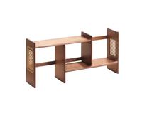 GEK208130 Scaffale Organizzatore di stoccaggio in bambù, scaffale da esposizione da tavolo, libreria da tavolo multiuso espandibile, con scaffale for ufficio domestico intrecciato in rattan Libreria