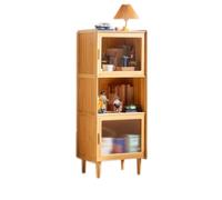 GEK208130 Scaffale Scaffale organizer con piedini, scaffale in bambù a 3 scomparti con porta in vetro, for espositore da studio for ufficio in soggiorno Libreria