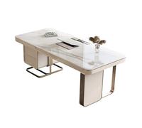 GEK208130 Semplice Scrivania for postazione di lavoro for PC con spazio di archiviazione, scrivania moderna for ufficio domestico con piano in pietra, stazione di ricarica Scrivere(L)