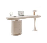 GEK208130 Semplice Scrivania in legno massello color crema for piccole famiglie, scrivania francese leggera e di lusso, design premium, tavolo for PC Scrivere(140x60x75cm)