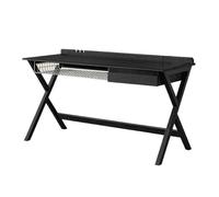 GEK208130 Semplice Scrivania moderna con contenitore, tavolo for laptop in frassino nero opaco con cassetto for spazio di lavoro o studio Scrivere(M)