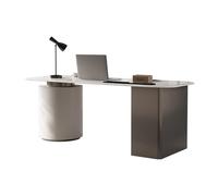 GEK208130 Semplice Scrivania moderna for ufficio domestico, scrivania direzionale in ardesia stabile con stazione di ricarica, mobiletto rotondo Scrivere(L)
