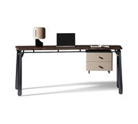 GEK208130 Semplice Scrivania moderna for ufficio in casa con 2 cassetti, postazione di lavoro in noce nero con gambe in metallo artistico Scrivere(M)