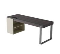 GEK208130 Semplice Scrivania moderna for ufficio in casa con finitura color fumé, spaziosa scrivania for PC portatile con prese, cassetti e mobiletto portaoggetti Scrivere(M)