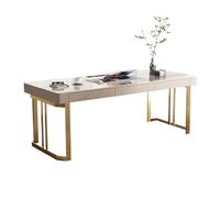 GEK208130 Semplice Scrivania moderna in ardesia con 3 cassetti e gambe in metallo dorato, ampie scrivanie for ufficio domestico con prese di corrente Scrivere(L)
