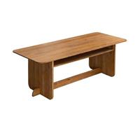 GEK208130 Semplice Tavolo da pranzo con scrivania in legno massello con ripiani aperti, scrivania rettangolare vintage con spazio di archiviazione Scrivere(S)