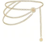 Gekamoyue Cintura in Metallo per Donna, 90cm Regolabile Catena in Vita, Stile Bohémien, Cintura a Catena con Disco Moda per Vestito, Jeans, Maglioni