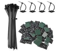 Gekamoyue Fascette Plastica Nere 150 x 2,5 mm 200 Pezzi, Fascette Stringicavo Con Base di Fissaggio Elettrica Autoadesiva, per Gestione dei Cavi, Giardinaggio, Casa, Officine