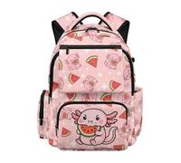 Gekhuqory Lemon-Float-Capybara Zaino da Lavoro, Cartone animato Axolotl & Anguria Fetta Pattern, M, Classico