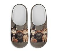 Gekhuqory Pantofole da donna per Halloween, per interni, camera da letto, memory foam, scarpe per casa e ufficio, Cute Cats Witch, 34/36 EU