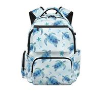 Gekhuqory Sea Otter - Borsa per libri multi-tasca per lo sport, Acquerello Tartaruga Marina & Stella Marina, M, Classico