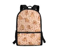 Gekhuqory Zaino per bambini Basics, zaino per computer portatile da 17 pollici, per scuola, lavoro, viaggio, borsa morbida, Cuori Kawaii Capybara, taglia unica, Zaino daypack