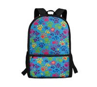 Gekhuqory Zaino per bambini Basics, zaino per computer portatile da 17 pollici, per scuola, lavoro, viaggio, borsa morbida, Stampa colorata a forma di zampa di cane., taglia unica, Zaino daypack