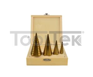 GEKO G38503 SET 4pz FRESE ALLARGAFORO HSS 4-39mm SCALINO CONICA TOOLTEK